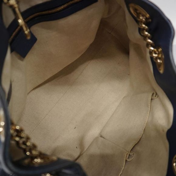 Gucci Soho Hardware Chain Shoulder Leather Navy Gold Shoulder Bag - Picture 4 of 6